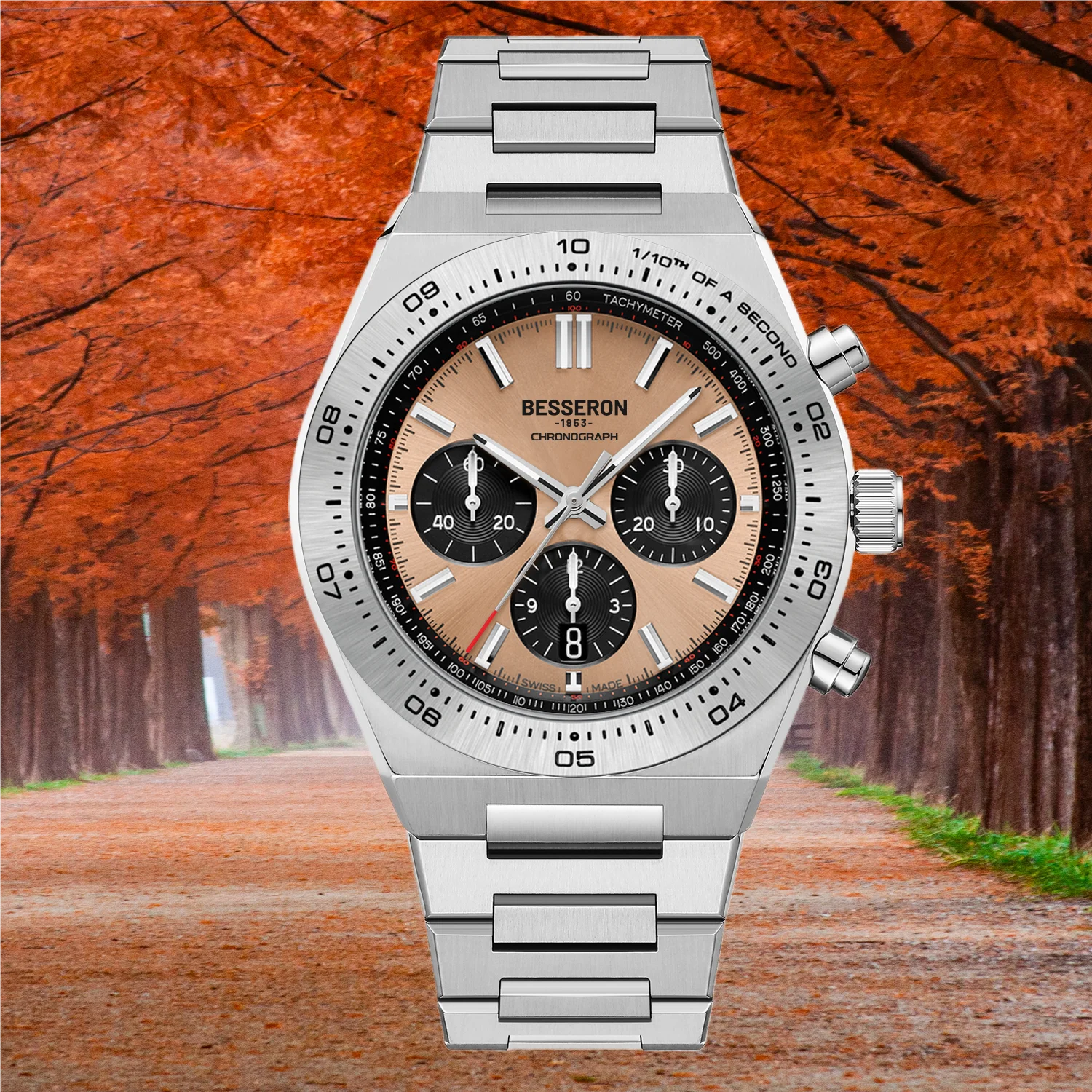 Besseron High quality 316L stainless steel japan movement various color Festival gift  Multifunctional Men watch