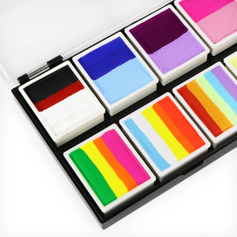Gp Washable uv neon color fluorescent New Makeup 12 Split color pallet Water Activated face painting Body paint for Christmas