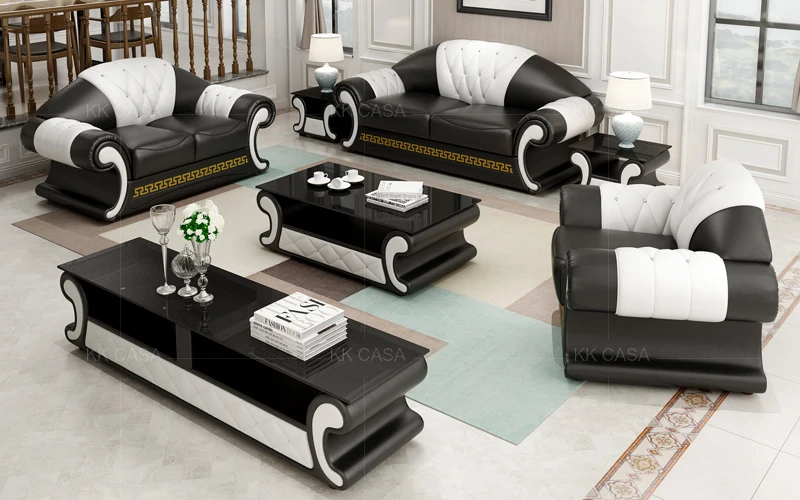 Factory cost leather sofa for living room black and red leather sofas set 123 sectional