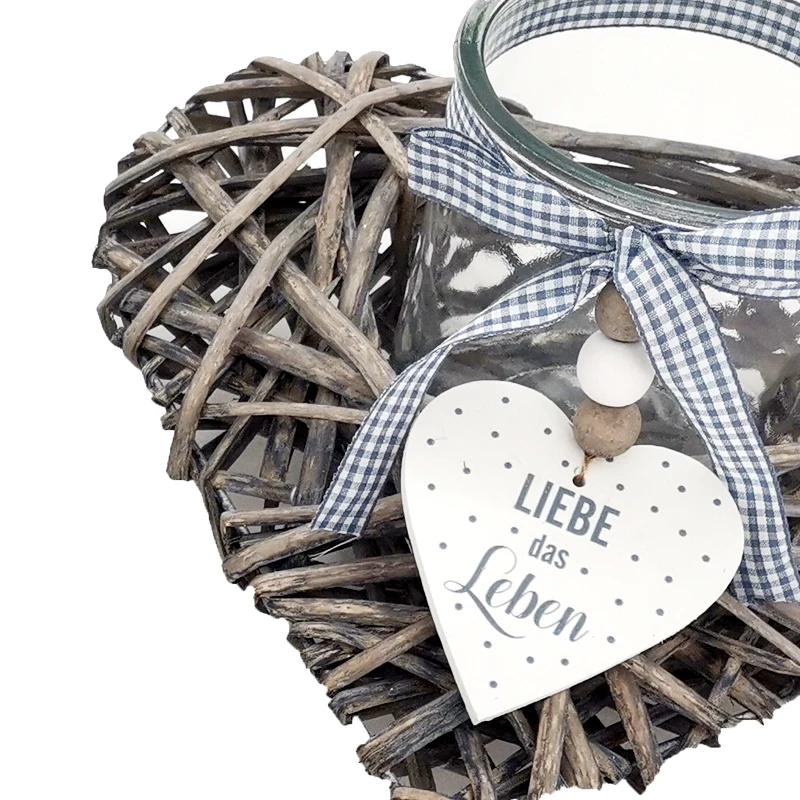 Customized High Quality Household Handmade Wicker Heart-shaped Wood Crafts