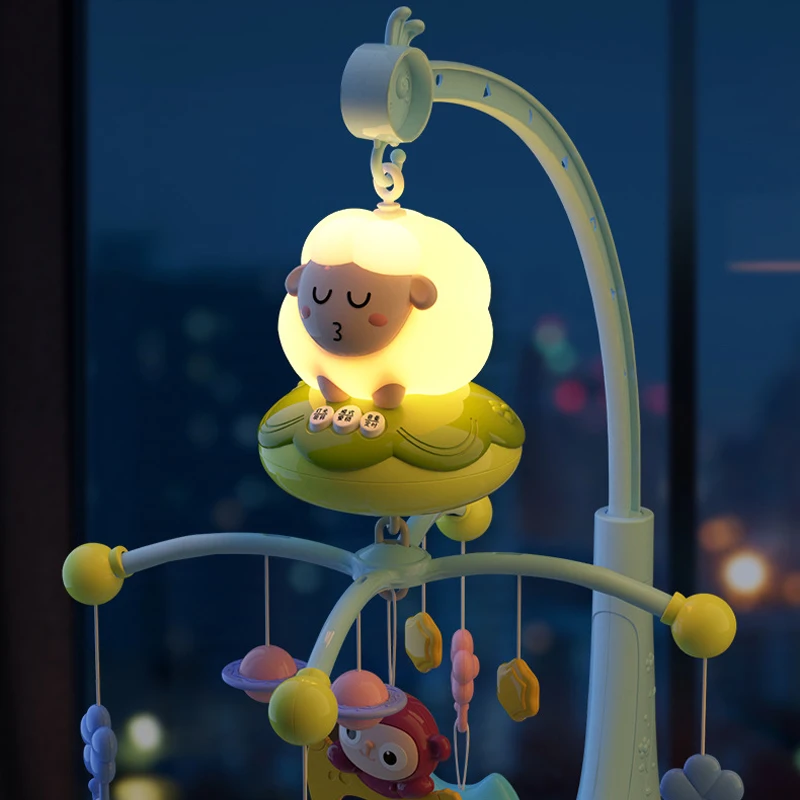 SeaMind Baby Crib Mobile with Music and Light Cute Hanging Crib Toys with Timer Detachable Animals Rattles Nursery Mobiles