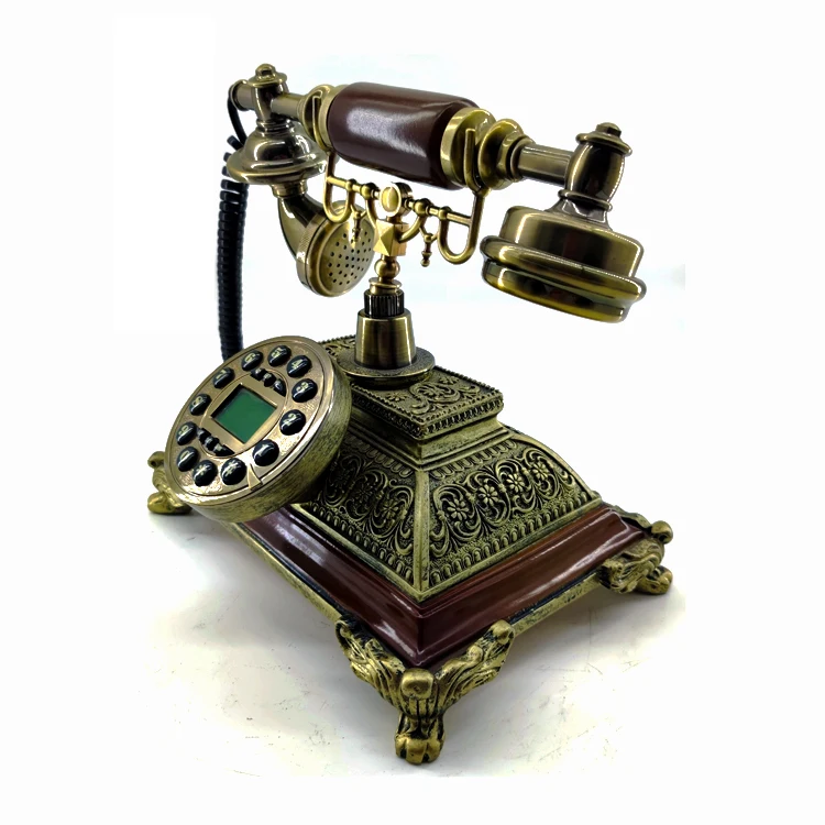 Household landline with simple ancient bronze decorative carving