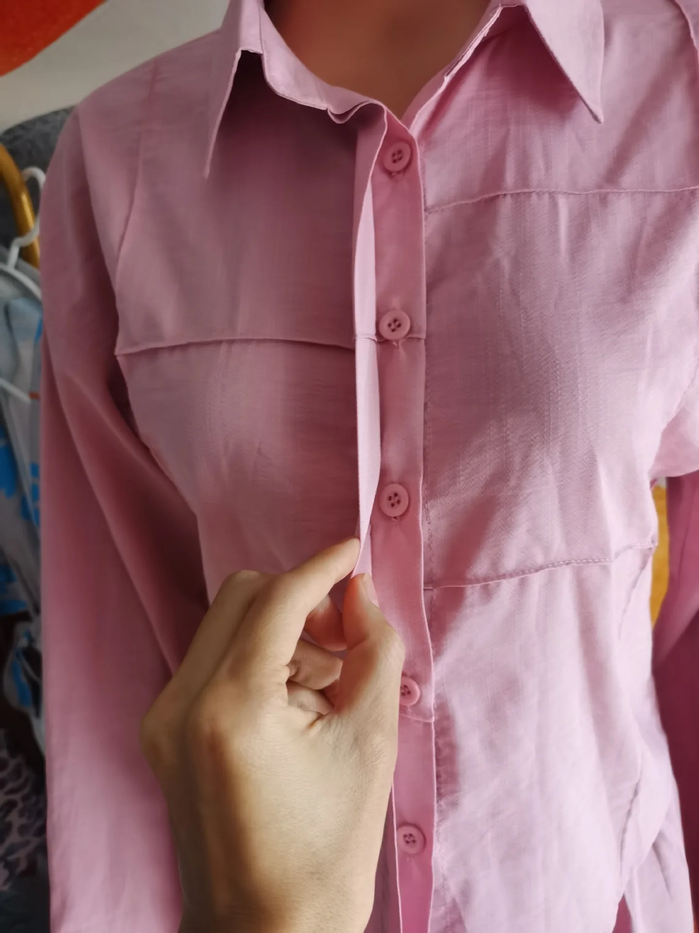 Fashion Pink 2 piece Long Sleeve Button Shirt Casual A Line Skirt Loose Modest Blouse Vintage Dress Suit