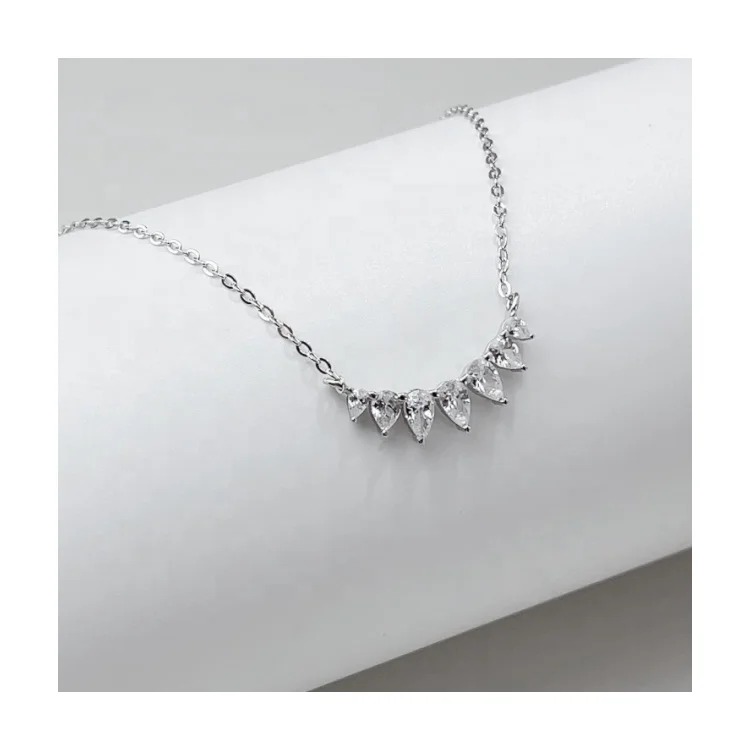 high quality simple zircon sublimation marquise necklace western wedding sorority dainty girls 925 silver jewellery necklaces