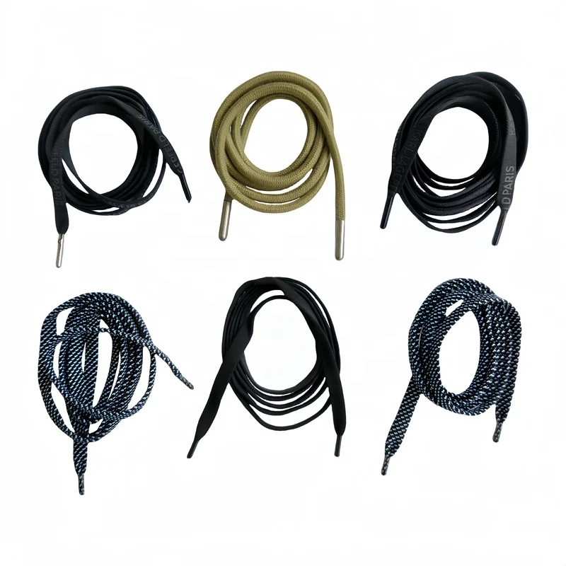 Custom colorful 3-8mm polyester Cotton elastic thick width 50-200 cm length flat shoelaces for sneakers
