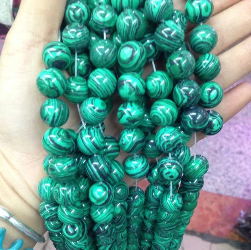Wholesale Natural 4mm-12mm Size Gemstone Loose Stone Beads Green Malachite Beads for Jewelry Making