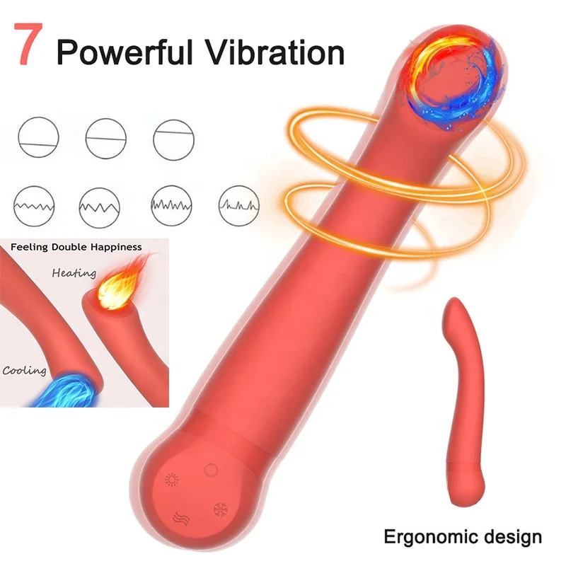 Adult Rechargeable Multi Speed Vibrator G Spot Dildo 7 Frequency Erotic Big Toy Heating and Cooling Rabbit G Spot Wand Massager