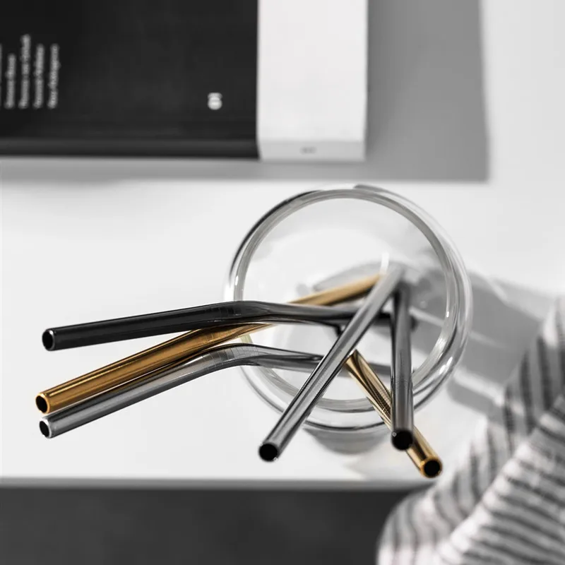 4pcs Reusable Stainless Steel Straws 8.5 Inches Drinking Straw Set Customized Logo