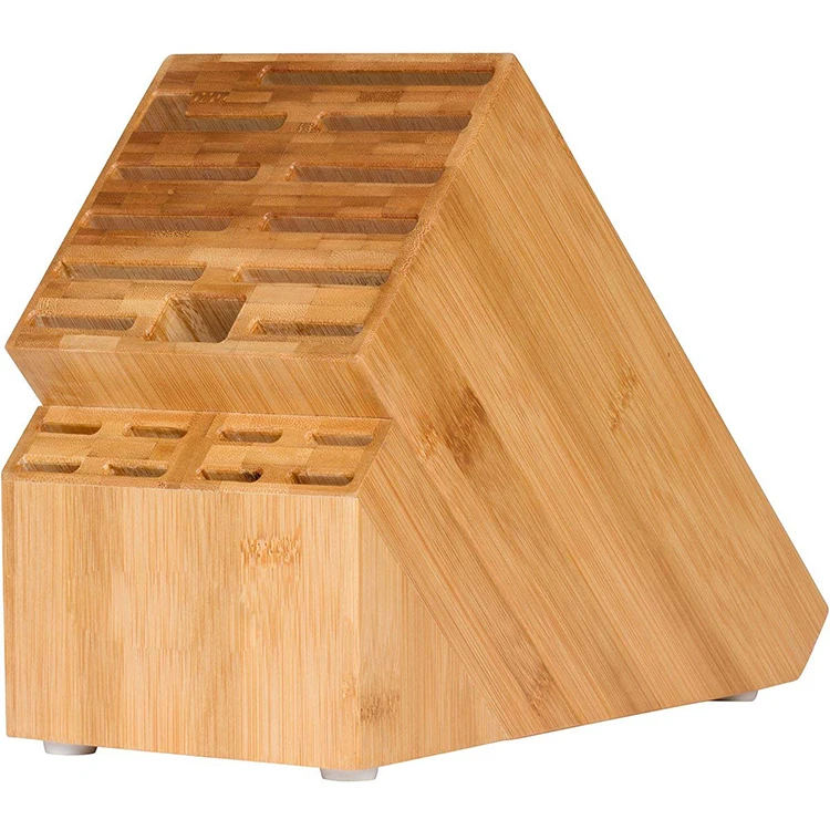 Large Countertop Butcher Block Knife Holder Organizer Bamboo Knife Holder
