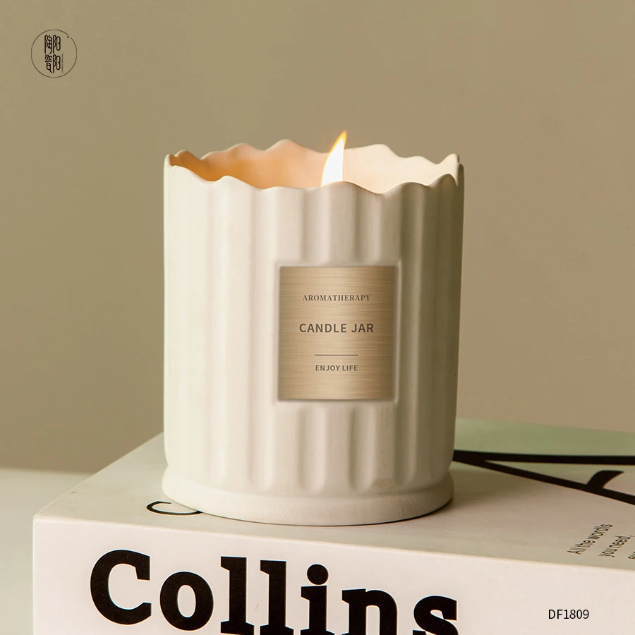 Nordic Home Decor Cylinder Candle Vessels Wholesale White Empty Ceramic Candle Jars Luxury