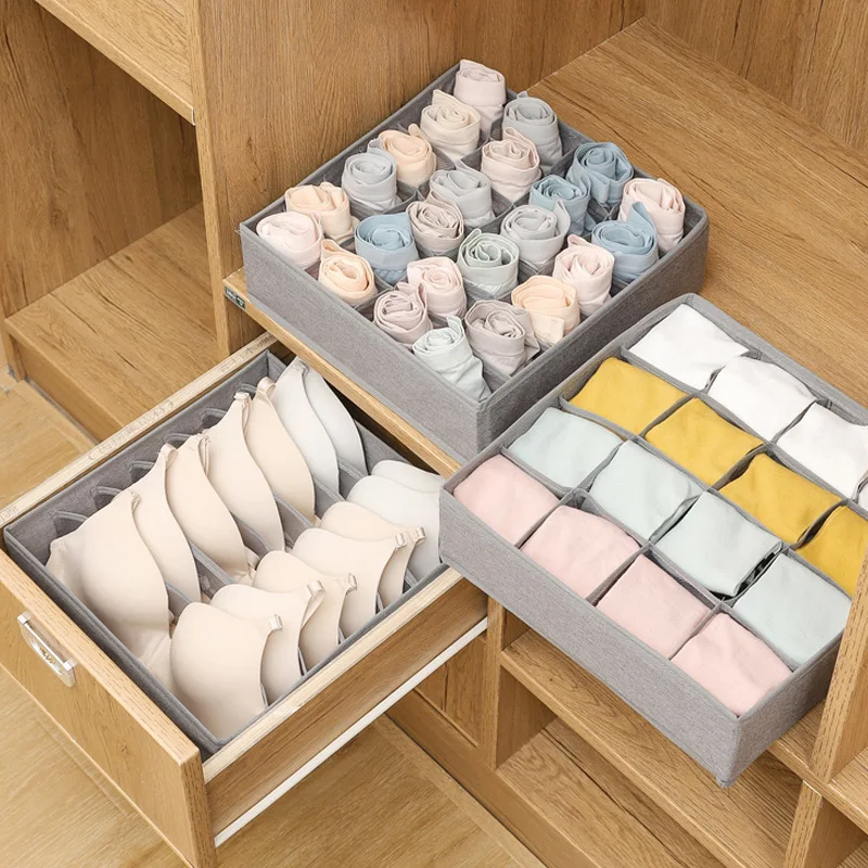 Wholesale Household Cloth Art Drawer Type Compartmentalized Folding Organizer Box Bra Underwear Socks Clothing Storage Box