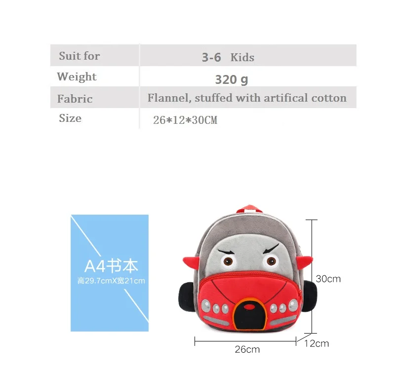 Christmas Gift Middle  Beautiful Years Old  3D Cartoon Plush Flannel Backpacks for Kids