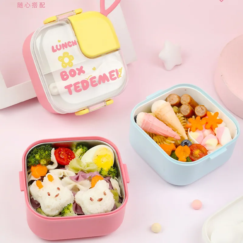 Высококачественный пластиковый Ланч-бокс bento box детские дошкольные контейнеры для закусок с ложкой