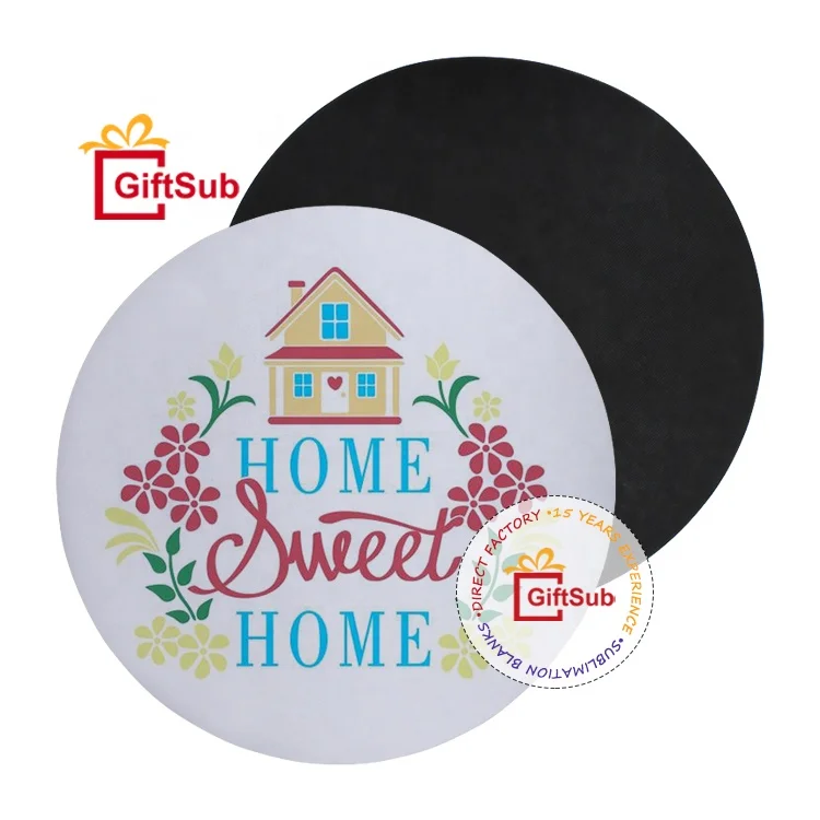 Wholesale Custom Polyester Printed Logo Round Foot Mat Carpets Funny Front Doormat Anti Slip Rubber Indoor Floor Door Rugs Mat