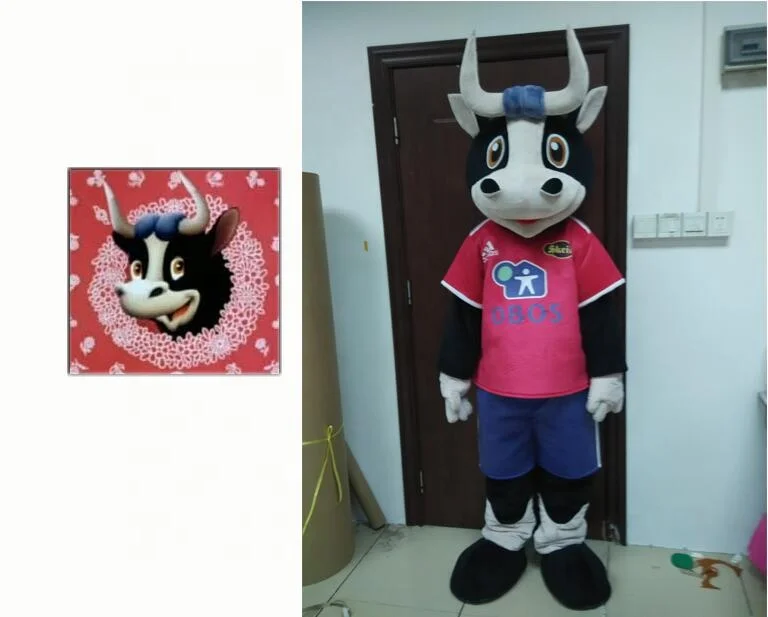 New customized brown bull mascot costume with sport suit