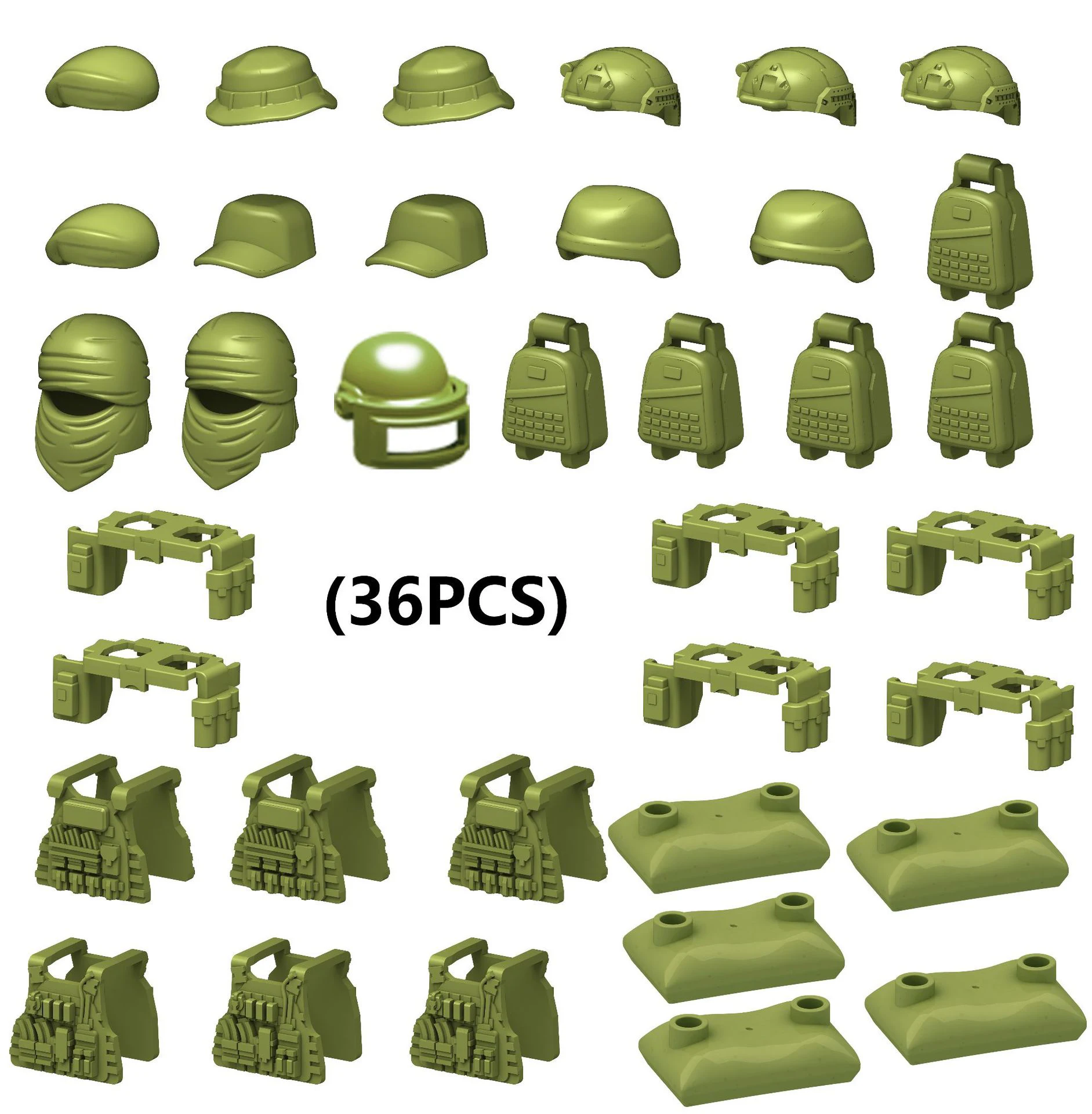 WW2 Accessories Military Weapon SWAT Mini Figure Assemble Building Blocks Kits Sandbag Model Brick Toys Kids