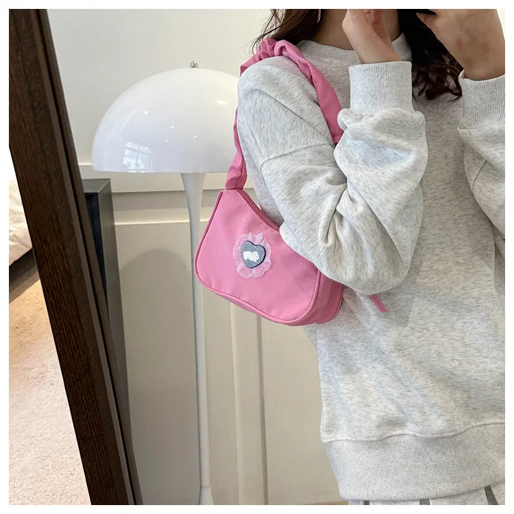 2024 New Vintage Wholesale Cute Lace Ruffle Purses Shoulder Handbag Underarm Bag Girl sling bags for women hand tote