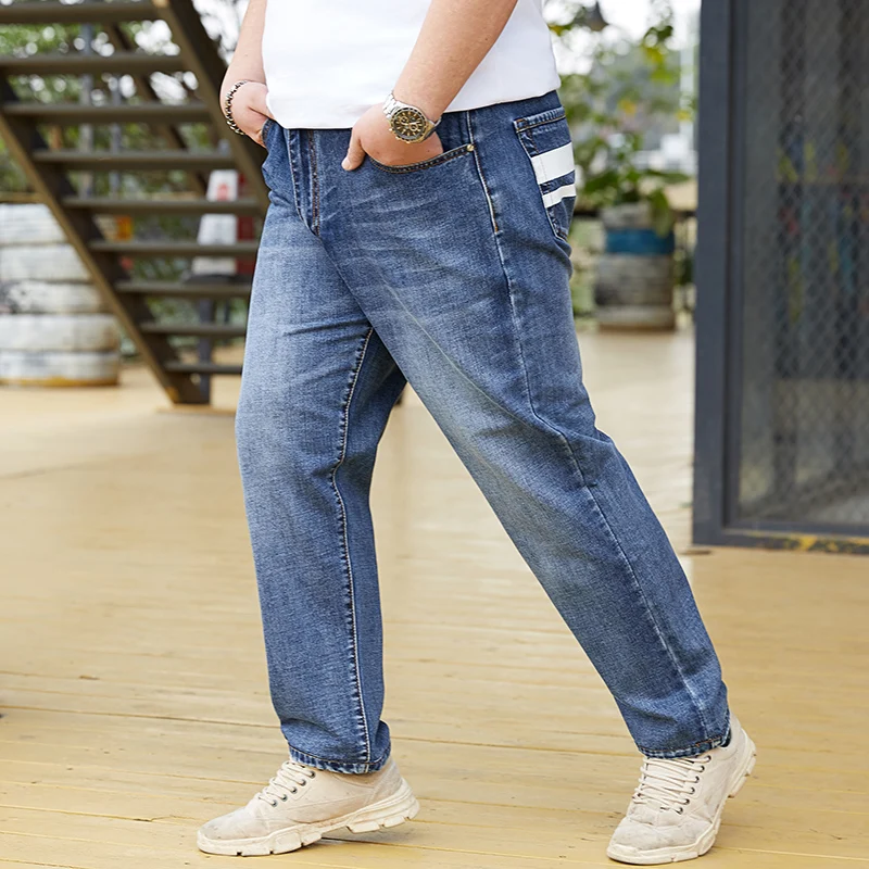 2023 Wholesale New Style straight fit Oversize Slim fit light blue plus size jeans for men