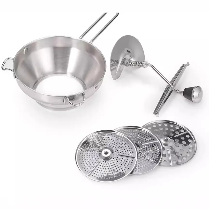 Stainless Steel Kitchen Food Mill With 3 Discs Mashing Multi-functional Grinding Kitchen Baby Foods Mills