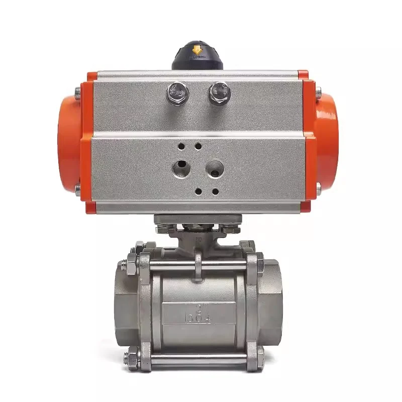 High Quality Custom NPT Full Port Pneumatic Actuator Stainless Steel Three-Piece Screw Ball Valve