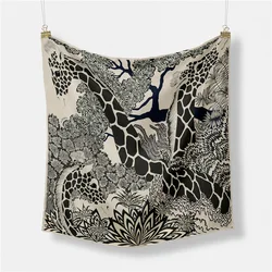 New Giraffe Twill Printing Silk Scarves Fashion Lady 53cm Hair Neck Square Silk Scarf