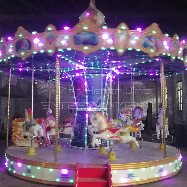 Electric Fiberglass Commercial Carousel Horses Merry Go Round For Sale
