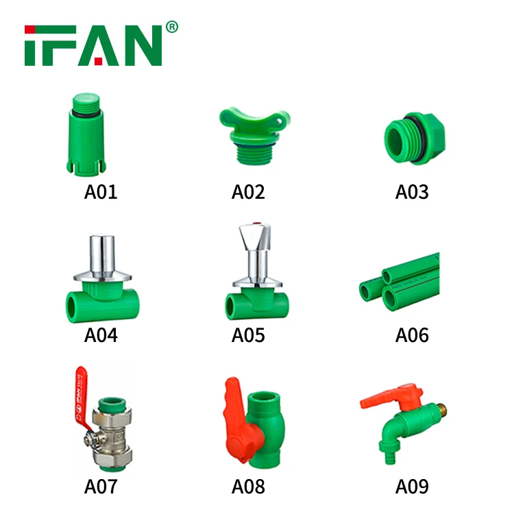 IFAN Factory All Types Din Standard Water Supply PN25 Green Plastic Brass Insert PPR Pipe Fitting