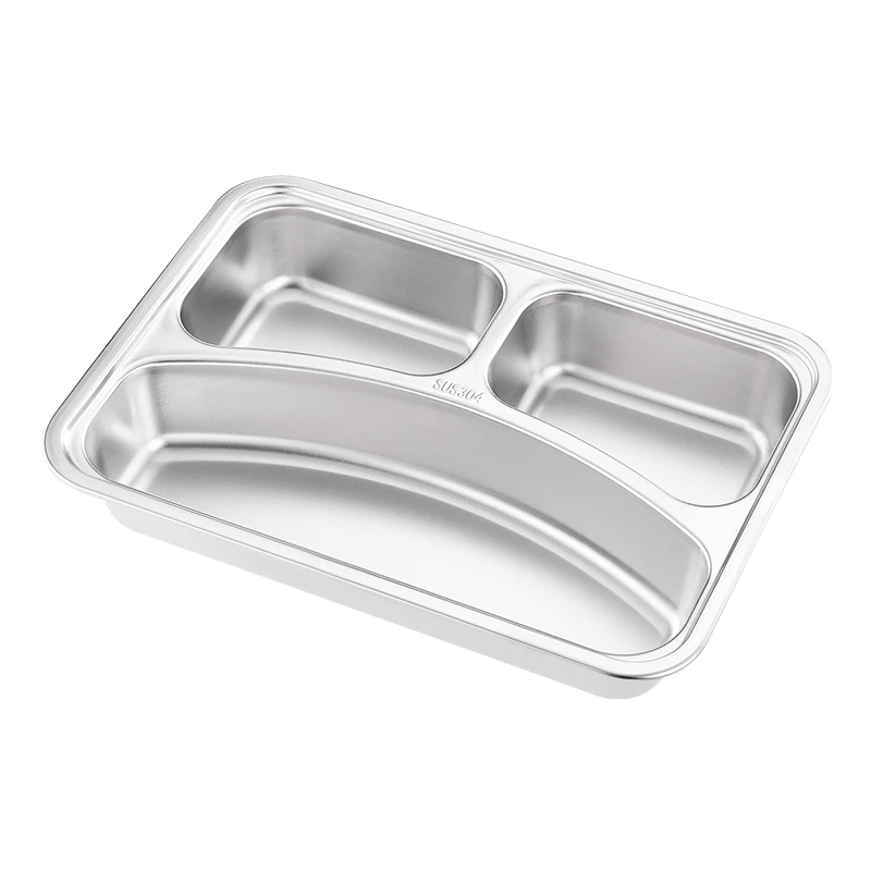 304 stainless steel dinner plate with lid Daily use of school restaurant kids dinner plate