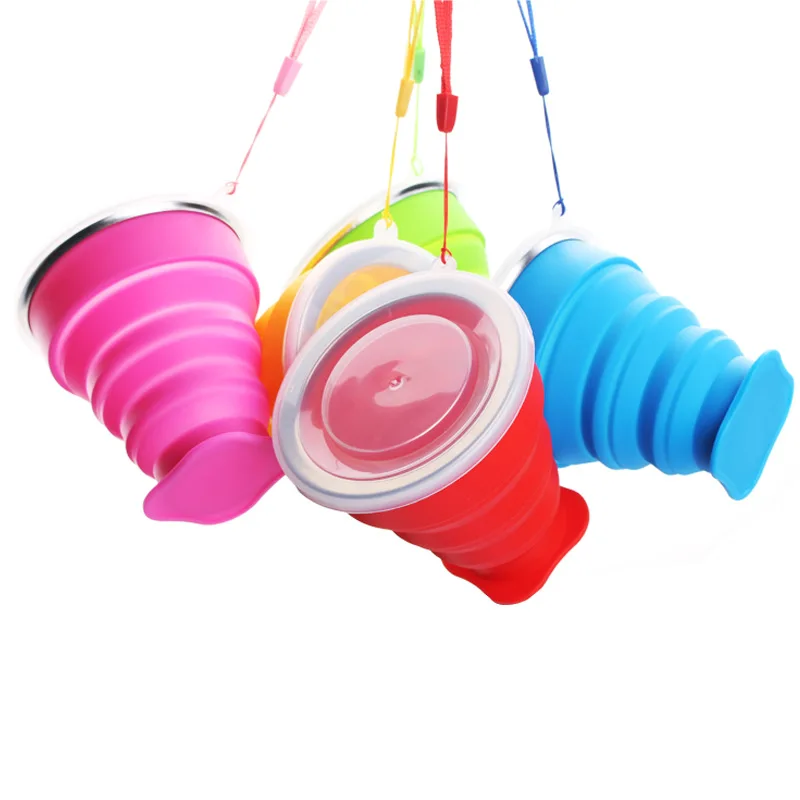 Складная кофейная чашка на заказ, складная походная Выдвижная чашка для питья, уличная спортивная портативная цветная силиконовая чашка для путешествий