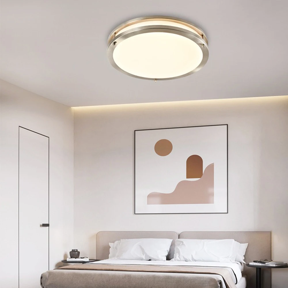 Dual Ring Ceiling Light Brushed Nickel Led Ceiling Light for Kitchen Bedroom Hallway Porch Led Lights Large Flush Mount