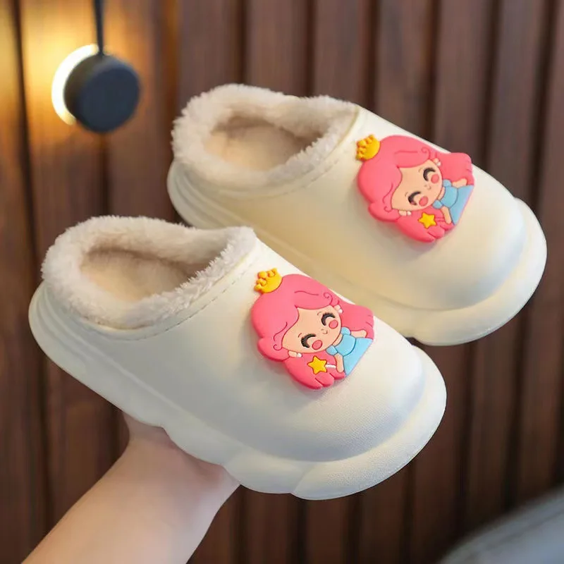 autumn and winter indoor and outdoor non-slip baby plush shoes soft bottom warm cotton slippers