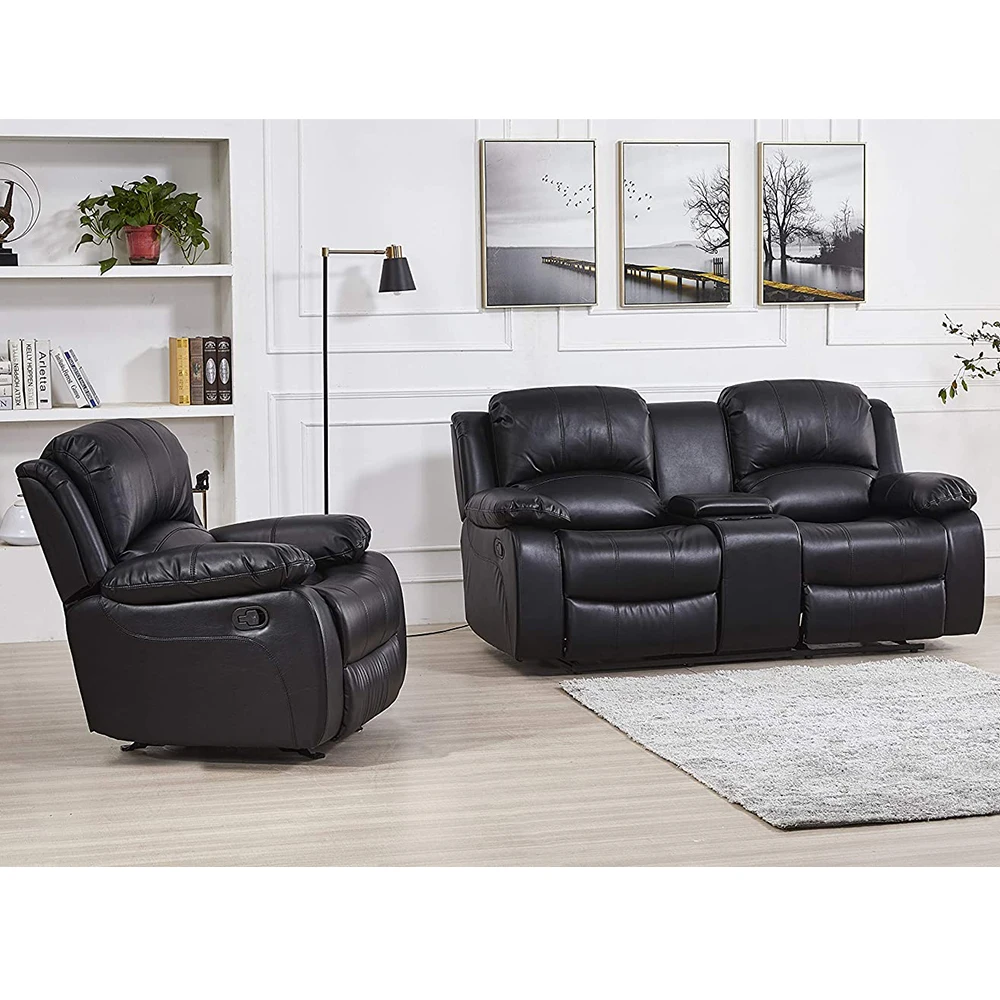 XIHAO Living Room Set Asientos Reclinables Leather Sectional Sofa With Recliner Recliner 3 Seater