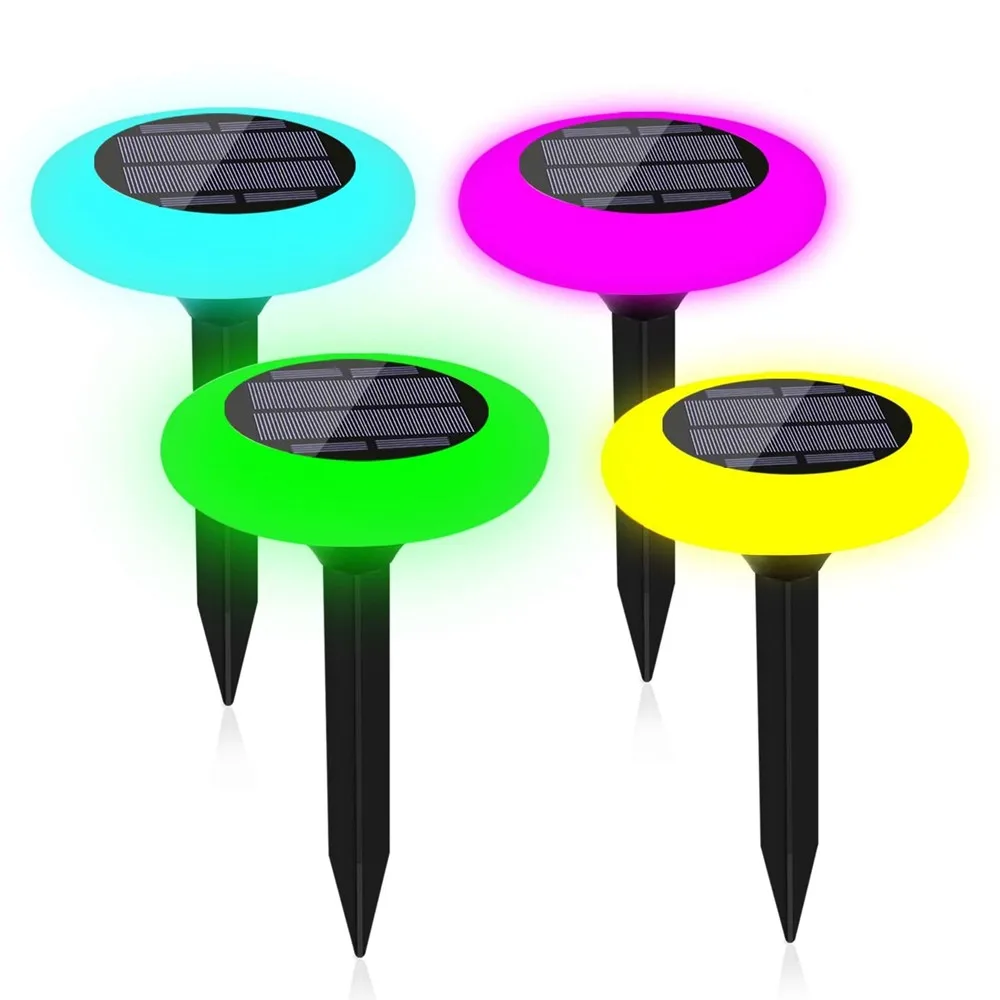 Waterproof Outdoor Landscape Lighting 7 Color LED Solar Pathway Lights For Garden Lawn Patio