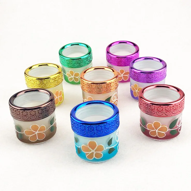 colour decorative airtight food storage glass jar canister and mirror plastic lid 80ml or 100ml