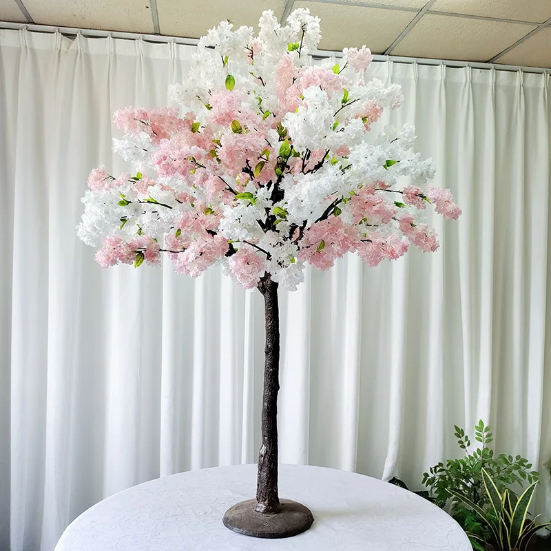 High Quality Wedding Event Table Centerpiece Floral Arrangement Cherry Blossom Tree Faux Silk Flowers Artificial Rose Trees