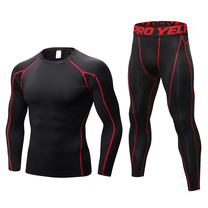Tight Sports Set Quick Drying Breathable Sweat Fitness Wear High Elastic Color Men Basketball Running Training Clothes