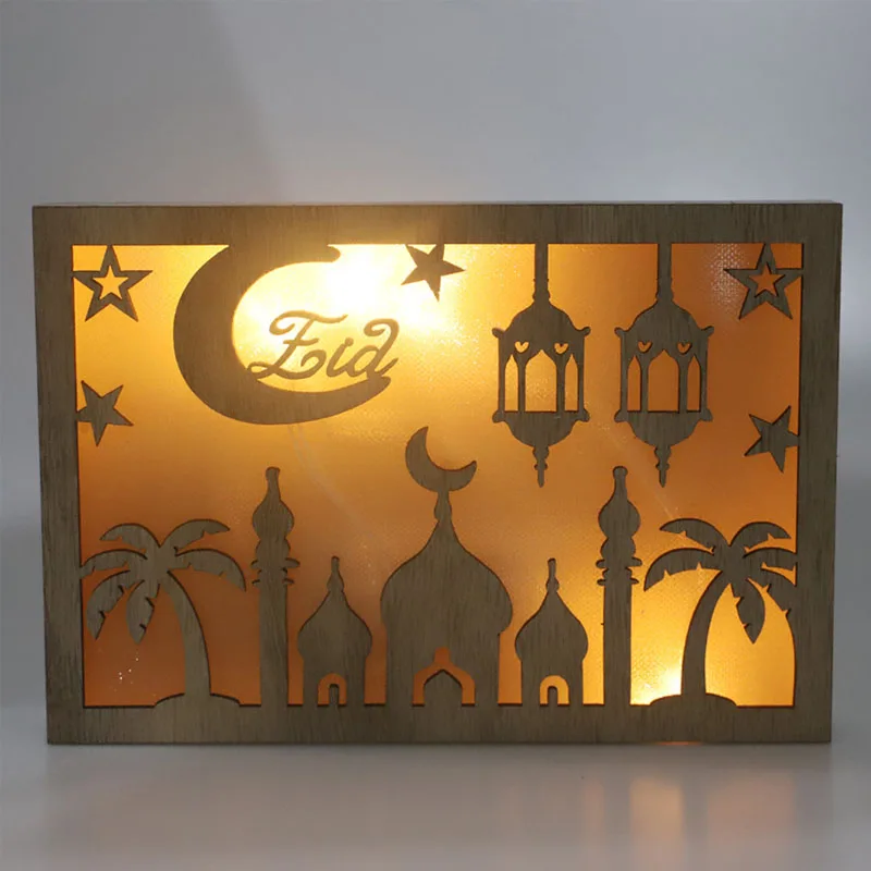2021 Ramadan Decorations Muslim Ramadan Wooden Eid LED Light Decoration Ramadan Decorations Muslim