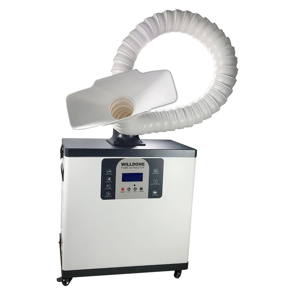 High filtering efficiency welding fume extractor for small workshops