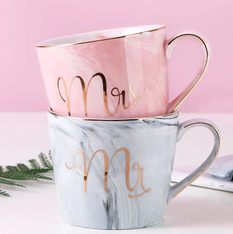 Fashionable Nordic style mugs Marbled ceramic cup Inexpensive reusable home office coffee tea ceramic cup