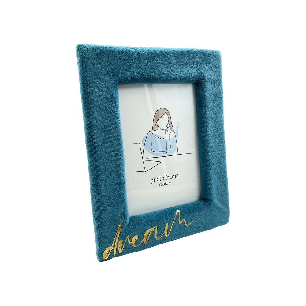 Hot sell 8 INCH Customized Colorful Design Soft Velvet PU Wood Photo Picture Frame for Gift