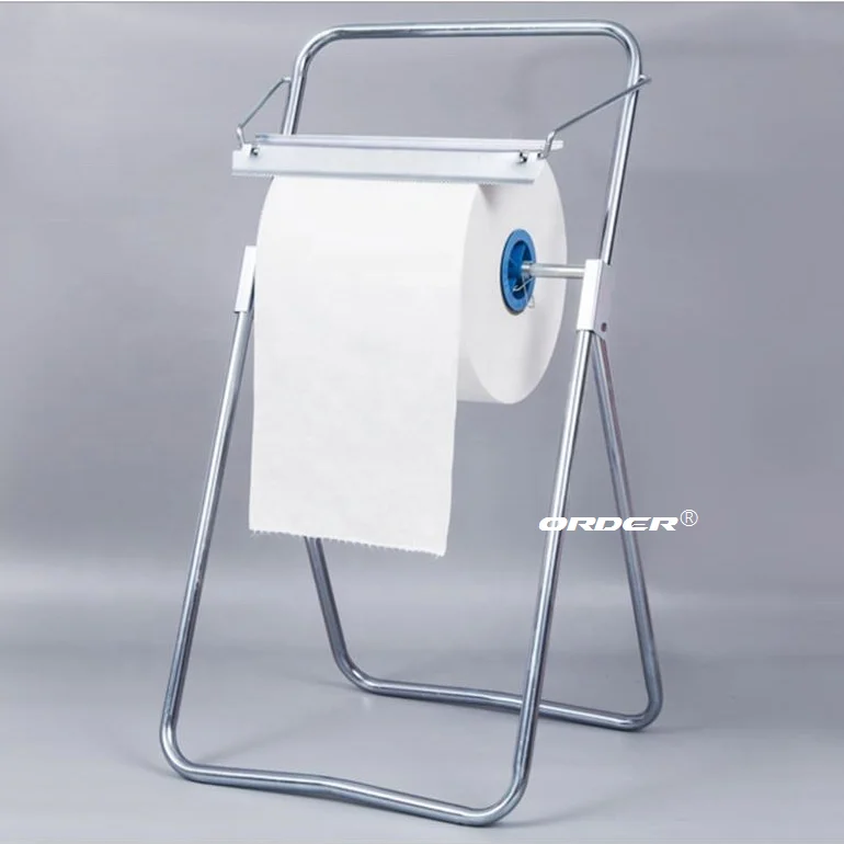 Mobile Industrial Floor Standing clean wipes cleaning rags jumbo roll Galvanized Steel Dispensers