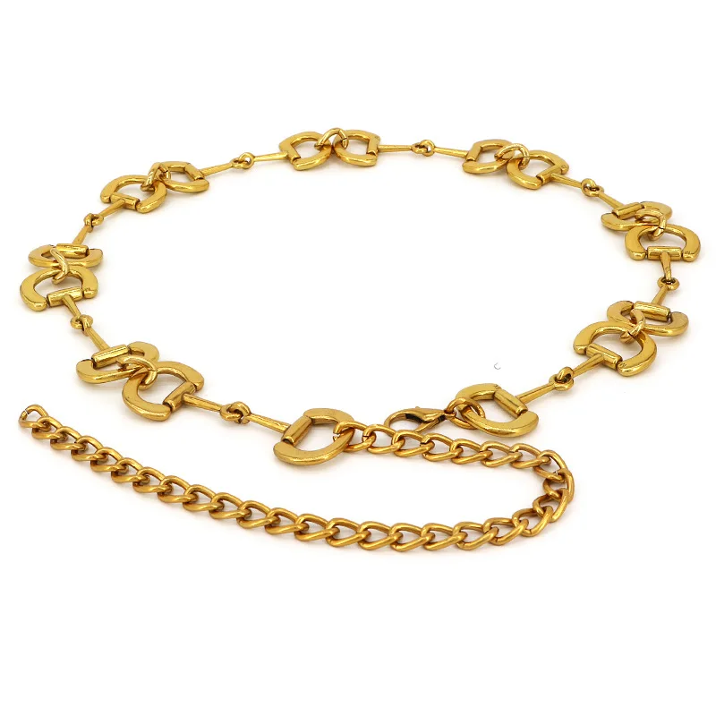 Hot Sale Women Fashion Thick Ring Chain Belts for Women Lady Fancy Metal Chain Belt