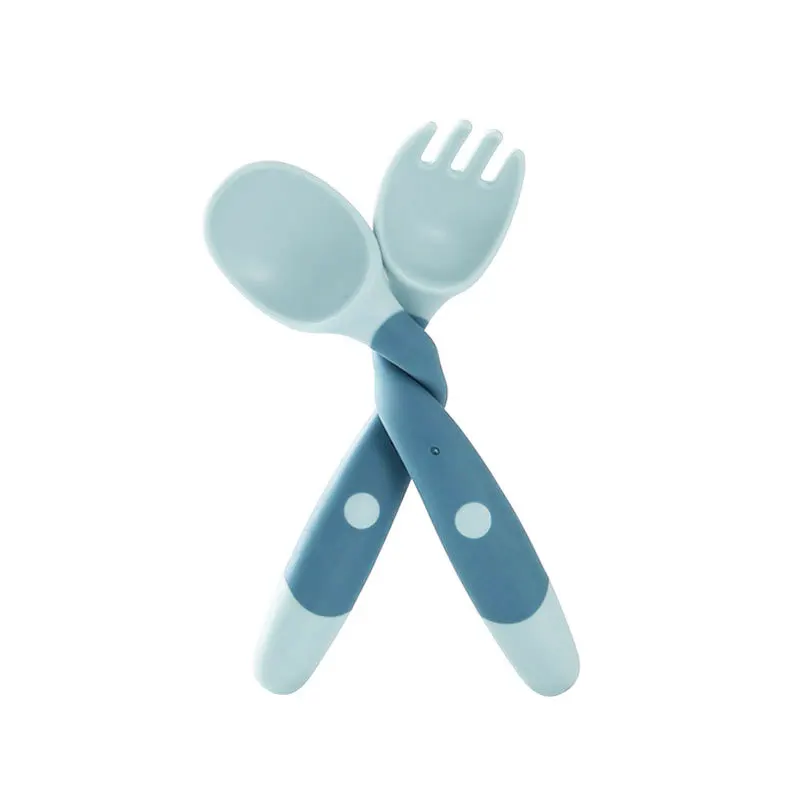 Baby Silicone Feeding Set Food Dispensing First Wholesale Soft 90Ml Lovely Safety Infant Spoons Mini Spoon And Fork Babies