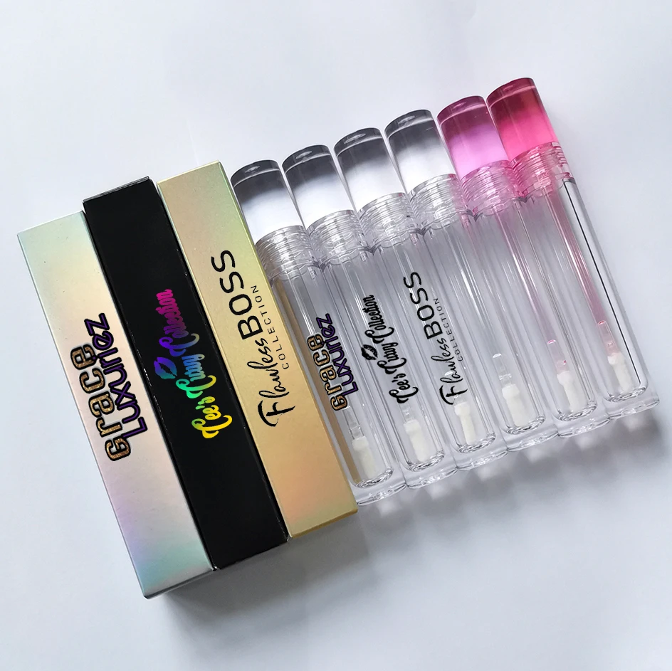 Hot Selling Stocks Big Applicator Lip Glaze Tube transparent Custom Logo 7.8ML Containers Lip Gloss Tube