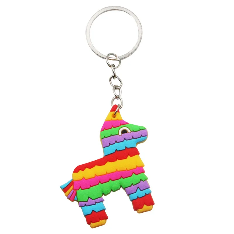 PVC Key Chain Cactus Hat Hot Dog Horse Guitar Sand Hammer Metal Pendant Customized Light Keychain Zinc Alloy Gift Mexico PVC,PVC