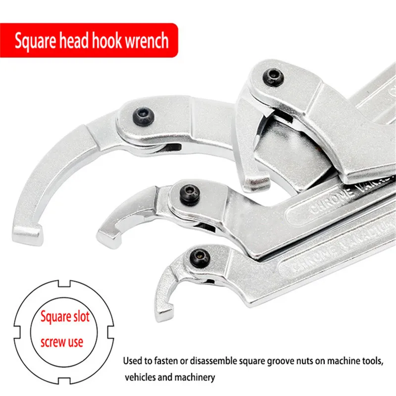 19-170mm Adjustable Hook Wrench Square Pin Round Head C Shape Spanner Round nut Wrenches Hand Multi Tools