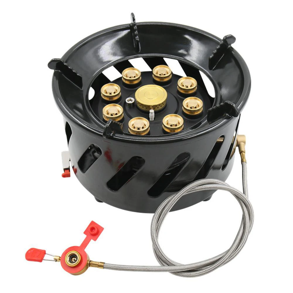 9-Core Windproof Stove 19800W High-Power Gases Burner Stove with Adjustable Gases Valve for Outdoor Camping Cooking Picnic