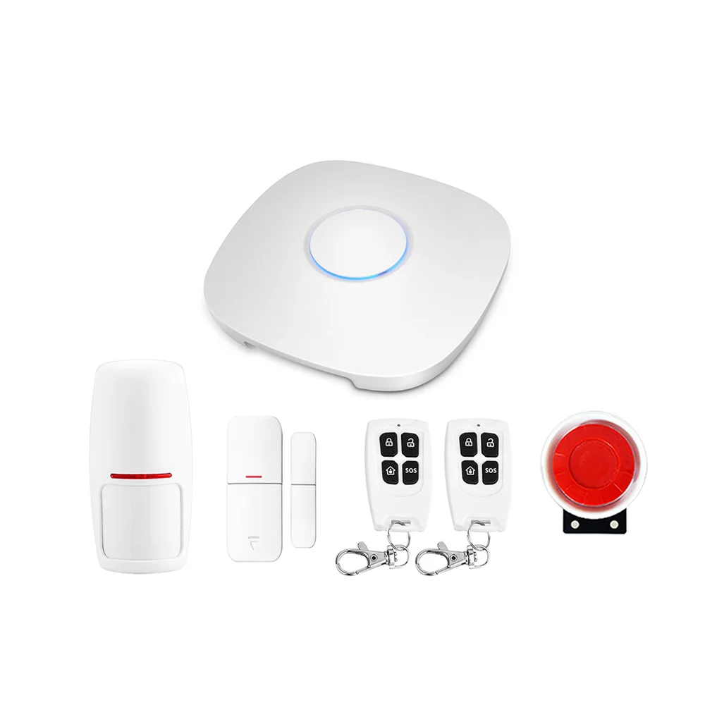 HIMOJO Factory Direct Sale Tuya APP Gateway WIFI Door PIR Sensor Bell Integrated Fire Detecting Smart Secure Alarm System Home
