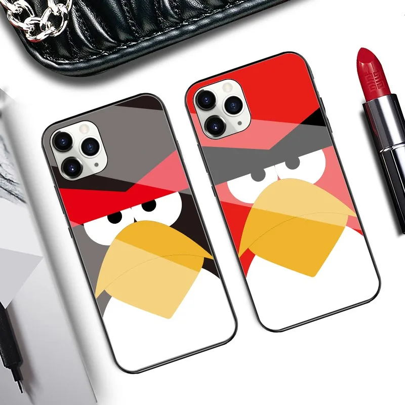 Game Cute Cartoon Birds Designer Mobile Cover sublimation Glossy Tempered Glass Phone Cases for iPhone 13 12 11 Pro Max