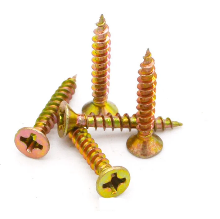 Carbon Steel Color Zinc Self-tapping Countersunk Head Cross Wood Screw Drill Tail